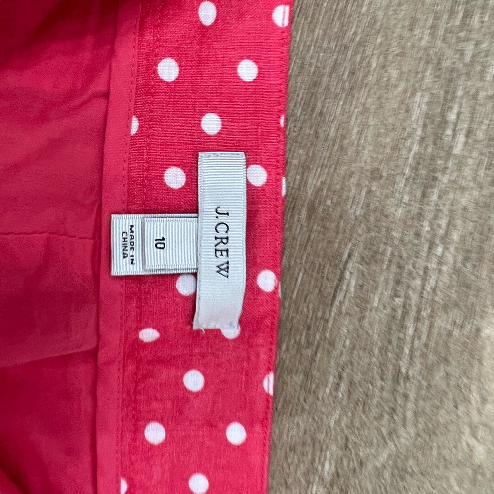 Jcrew linen pink and white polka dot shorts size 10 - Picture 7 of 8